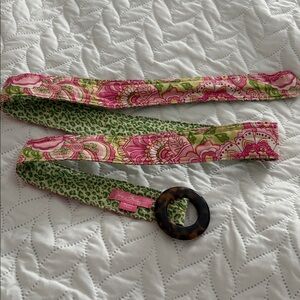 Vera Bradley Reversible Floral Belt with Pink and Green Pattern